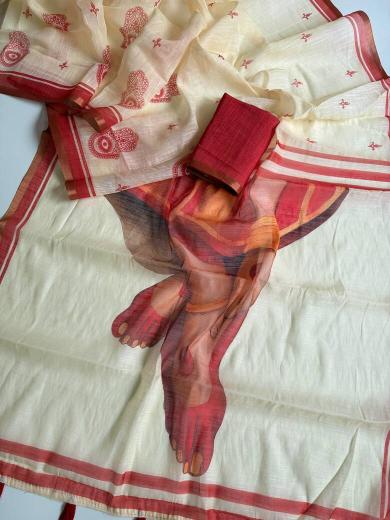 Vastrangan cotton linen saree whole sale online
